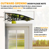 Outsunny Front Door Canopy, Outdoor Awning, Rain Shelter, 200 x 96cm, Brown