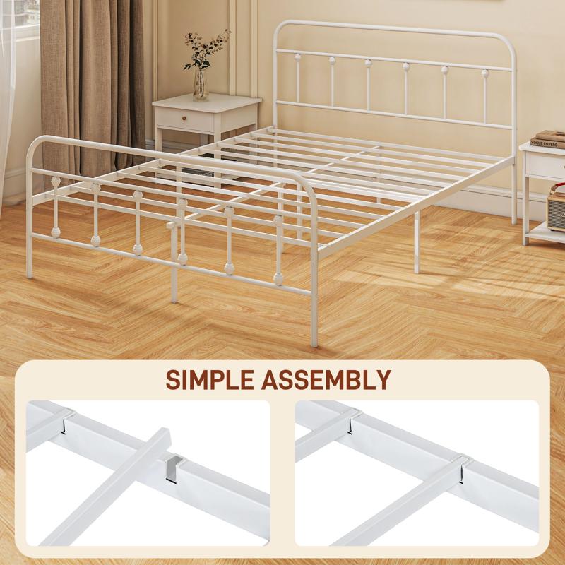 HOMCOM King Size Minimalistic Metal Bed Frame - White