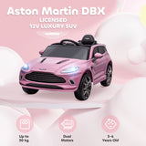 AIYAPLAY Aston Martin DBX Licensed Battery Powered Kids Electric Car, 12V Kids Ride on Car w/ Lights, Music Horn, Pink