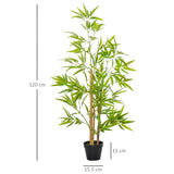 Outsunny Set of 2 120cm/4FT Artificial Bamboo Trees Decorative Plant w/ Heavy Pot Indoor Outdoor Style Home Office Greenery Decoration