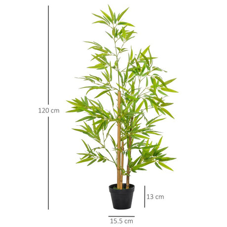 Outsunny Set of 2 120cm/4FT Artificial Bamboo Trees Decorative Plant w/ Heavy Pot Indoor Outdoor Style Home Office Greenery Decoration