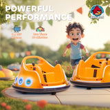 AIYAPLAY Angry Bird Licensed Waltzer Car, 12V Kids Bumper Car w/ Joysticks, Remote, Music LED Lights, Orange