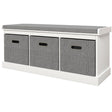 HOMCOM Three-Drawer Shoe Storage Bench, with Padded Top Seat - White