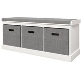 HOMCOM Three-Drawer Shoe Storage Bench, with Padded Top Seat - White