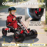 AIYAPLAY Pedal Go Kart for Kids Aged 3-6 Years, with Freewheel System, Brake, EVA Anti-Slip Wheels, Red