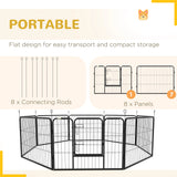 PawHut Steel 8 Panel Dog pen Pet Puppy PlayPen Grey