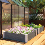 Outsunny Vinyl Raised Garden Bed Kit, 3 x 3 x 1ft Modular Elevated Garden Box with Slotting Legs and Open Bottom, Dark Grey