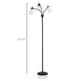 HOMCOM Arc Tree Floor Lamp with 3 Adjustable Rotating Lights, Industrial Standing Lamp with Steel Frame for Bedroom Living Room, 155cm, Black