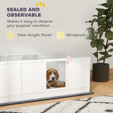 PawHut Two Room Design, Whelping Box for Dogs with Whelping Pad, Clear Panels, Adjustable Entrance, for Medium Dogs, 196 x 96cm