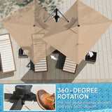 Outsunny 3.7 x 2.7 m Cantilever Parasol w/360 Rotation and Easy Tilt Adjustment, Aluminium Hanging Offset Outdoor Umbrella w/Double Top, Cross Base, UPF50+ Hanging Sun Shade, Black Pole