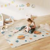AIYAPLAY Baby Play Mat, Double Sideded Foldable Kids Crawling Mat, Reversible & Waterproof, Astronaut and Planet