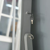 HOMCOM Jewellery Cabinet with LED Light, Lockable Jewellery Organiser with Full-Length Mirror for Bedroom Dressing Room, Grey