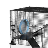 PawHut 3 Tiers Hamster Cage, Gerbil Cage with Deep Glass Bottom, Non-Slip Ramps, Platforms, Hut, Exercise Wheels, Water Bottle, Dish, for Syrian Hamster, Dwarf Hamster, 60 x 40 x 54.5cm