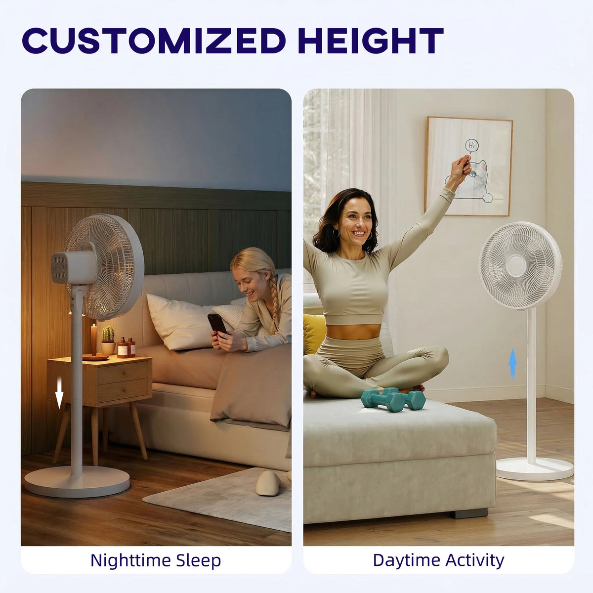 HOMCOM 40 cm Standing Fan, Cooling Floor Fan with 80 Oscillating, Adjustable Tilt and Height, 4 Speed, Remote Control, White