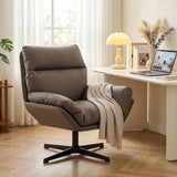 HOMCOM Accent Chair with 360 Swivel Armchair for Living Room with Padded Cushion Dark Brown