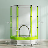 AIYAPLAY 4.6FT Toddler Trampoline w/ Safety Enclosure Net, for Indoor Outdoor Use, Ages 3-6 Years, Cloud Pattern - Green
