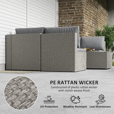 Outsunny Seven-Piece Modular Rattan Set - Grey