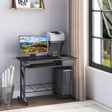 HOMCOM Computer Desk with Display Stand, Sliding Keyboard Tray Drawer and Host Box Shelf Home Office Workstation Black