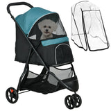 PawHut Foldable Pet Stroller w/ Rain Cover, for XS Dogs, S Dogs - Dark Green