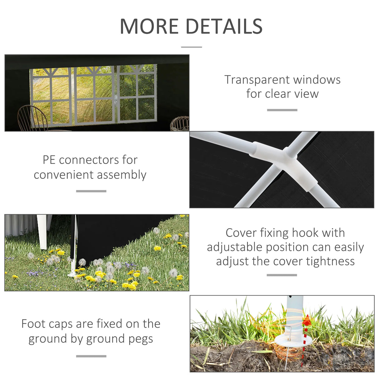 Outsunny 6 x 3 m Party Tent Gazebo Marquee Outdoor Patio Canopy Shelter with Windows and Side Panels Black