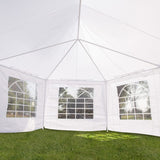 Outsunny 6.8x5M Octagonal Marquee Gazebo, Heavy Duty Wedding Party Tent with Sides and Doors, White