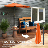Outsunny Half Round Parasol Umbrella - Orange