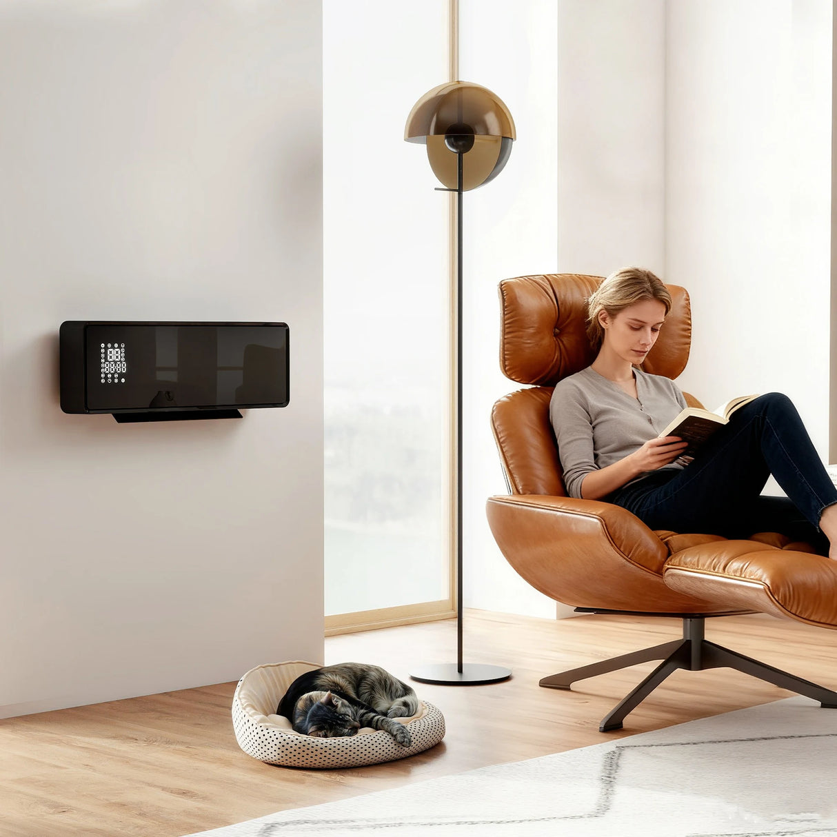 HOMCOM 2000W Ceramic Electric Heater with Fan, Adjustable Thermostat, Wall Mounted - Black