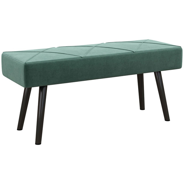 HOMCOM End of Bed Bench with X-Shape Design and Steel Legs, Upholstered Hallway Bench for Bedroom, Green