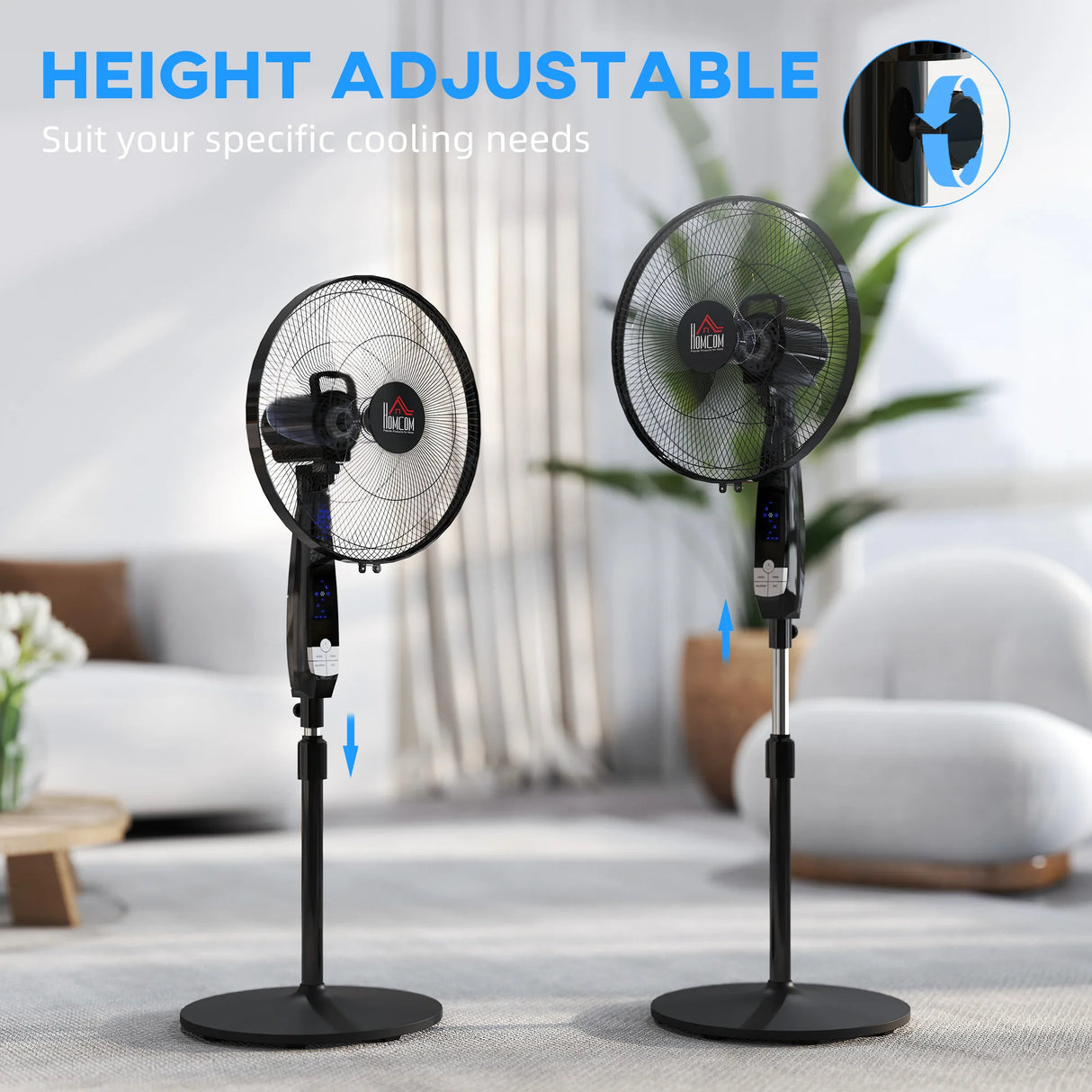 HOMCOM 16in Pedestal Standing Floor Fan, Oscillation Cooling Fan with Remote Control, Black