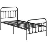 HOMCOM Single Minimalistic Metal Bed Frame - Black