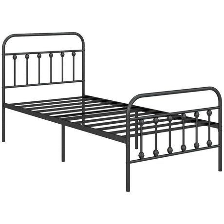 HOMCOM Single Minimalistic Metal Bed Frame - Black