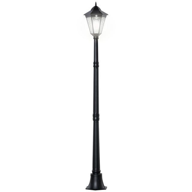 Outsunny 1.9M Garden Lamp Post Light, IP44 Outdoor LED Solar Powered Lantern Lamp with Decorative Bulb, Aluminium Frame for Patio, Pathway and Walkway, Black