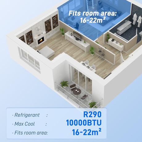 HOMCOM 10000 BTU Air Conditioning Unit, 3-in-1 Portable Air Conditioner, Dehumidifier, Cooling Fan with Remote Control, LED Display, 2 Speeds, 24H Timer, Window Venting Kit, 22m²