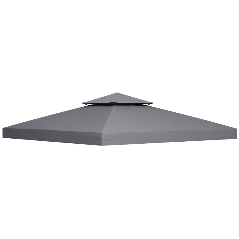 Outsunny 3(m) Gazebo Top Cover Double Tier Canopy Replacement Pavilion Roof Deep Grey