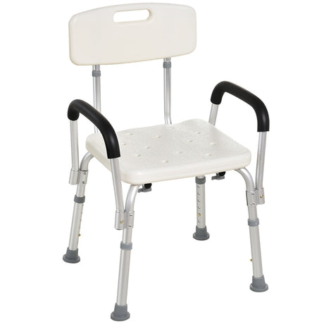 HOMCOM Adjustable Shower Chair, Shower Seat, Portable Medical Stool with Adjustable Back and Armrest for Mobility