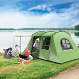 Outsunny 4 Man Tunnel Tent, Family Camping Tent with Porch, Bedroom and Living Area, Sewn in Groundsheet, 3000mm Waterproof, Portable with Bag for Hiking, Festival, Backpacking, Green