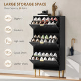 HOMCOM Elegant Three-Drawer Shoe Cabinet - Black