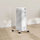 HOMCOM 1.5kW Seven Fin Oil-Filled Radiator - White