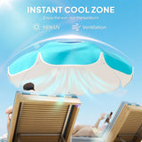 Outsunny Beach Umbrella Portable with Sand Anchor, Carry Bag, Adjustable Height & Tilt, UPF50+ UV Protection, Blue