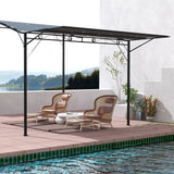 Outsunny 3 x 2.5 Patio Metal Gazebo Metal Frame Pergola with Extendable Canopy for Family Outdoor Shelter, Charcoal Grey