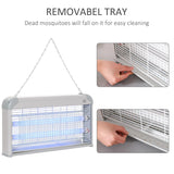 Outsunny Wall Hanging Bug Zapper, 30W Electric Fly Zapper Mosquito Killer, 60 Coverage Insect Killer, Indoor Outdoor Use, Grey