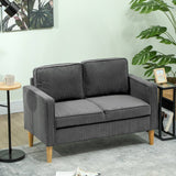 HOMCOM Small Two-Seater Corduroy Sofa - Grey