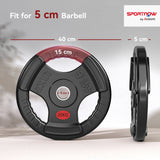 SPORTNOW Olympic Weight Plate, 2"/5cm Weight Disc with Tri-Grips, 20kg Dumbbell Plate for Weightlifting and Strength Training Home Gym Fitness Workout, Black