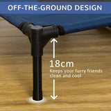 PawHut Raised Dog Bed Cat Elevated Lifted Puppy Pet Elevated Cot Portable Camping Basket  Blue (Large)