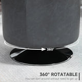 HOMCOM 360 Swivel Foot Stool Round PU Ottoman with Thick Sponge Padding and Solid Steel Base, Grey