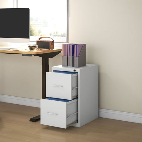 HOMCOM Two-Drawer Modern Steel Filing Cabinet - Cream