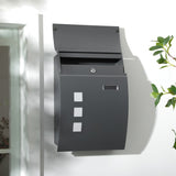 HOMCOM Wall Mounted Letter Box, Weatherproof Post Box for Outside Wall, Modern Mailbox with 2 Keys and Nameplate, Anthracite Grey