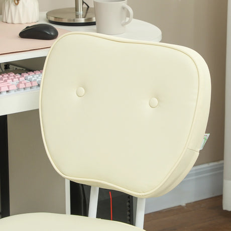 Vinsetto Vanity Office Chair, PU Leather Computer Chair for Home, with Adjustable Height, Armless, Swivel Wheels, Cream
