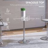 HOMCOM Round Dining Table, Modern Dining Room Table with Tempered Glass Top, Steel Base, Space Saving Small Bar Table