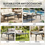 Outsunny PE Wicker Rattan Garden Coffee Table - Black